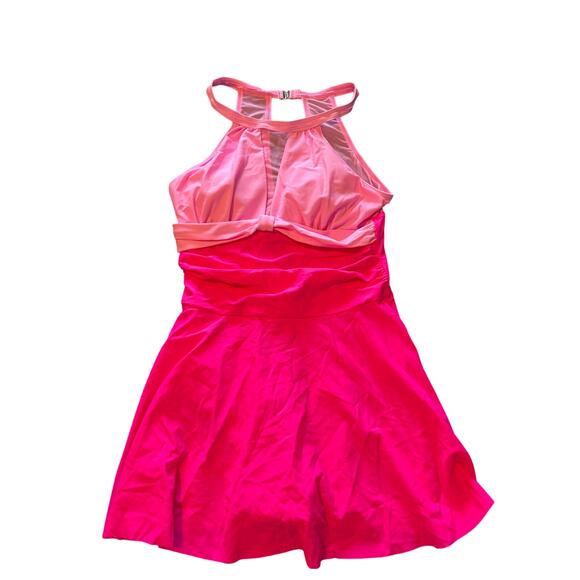NWT Holipick Bright Pink Swimdress One Piece Swimsuit Built In Bottoms Size Sm - Picture 1 of 5